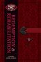"HAZBIN HOTEL" Logo, Text: "REDEMPTION & REHABILITATION: A SINNER'S GUIDED JOURNAL", dunkelroter Hintergrund, verzierter Schlüssel., Buch