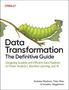 "Data Transformation: The Definitive Guide" steht im Vordergrund. Oben befindet sich ein grünes Raupen-Logo auf einem Ast.