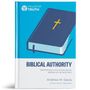 "BIBLICAL AUTHORITY" in Blau, Buchabbildung mit Kreuz, Titel oben: "PILLAR OF TRUTH". Autoren: Andrew M. Davis, Dwayne Milioni, Nate Akin., Buch