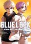 BLUEL𝗢CK Episode Nagi 8. Zwei junge Männer, einer mit weißem Haar, der andere mit lila Haar, stehen Rücken an Rücken., Buch