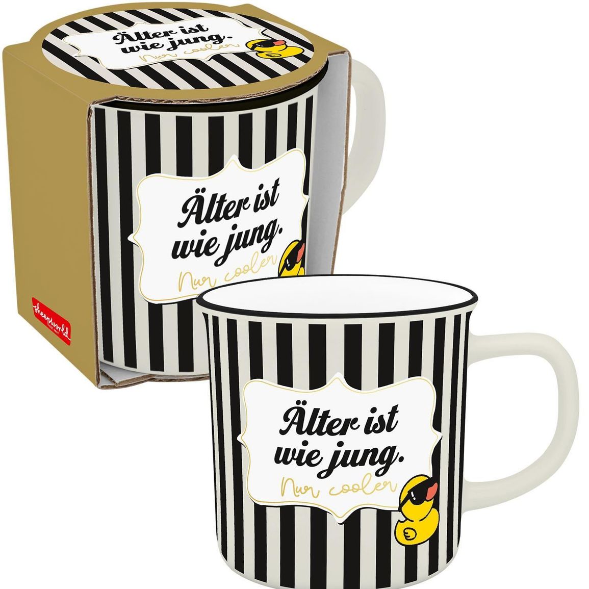 Sheepworld XL-Becher mit Motiv Ente und Spruch 