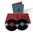 Text: "Bruce Cockburn, The Blood of Others". Zwei Schallplatten und ein offenes Cover mit rotem Innenteil und Text.