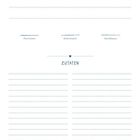 „Mein Rezept“, gefolgt von Linien zum Ausfüllen; Abschnitte: Portionen, Arbeitszeit, Kochdauer, Zutaten.