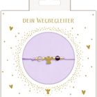 "DEIN WEGBEGLEITER", "COPPENRATH". Eine Karte mit einem Armband, goldenem Engel, Herzen und Punkten als Dekor.