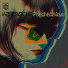 "Kosmische Psychedélique" in stilisiertem Text. Farbige Illustration eines Gesichts mit Sonnenbrille und geometrischen Formen.