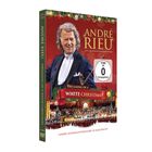 DVD-Cover: „ANDRÉ RIEU DREAMING OF A WHITE CHRISTMAS“, zeigt Rieu in festlichem Anzug mit Orchester im Hintergrund.