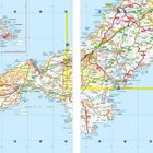 Land's End, St Ives, Newquay, Truro, Falmouth; Karte von Cornwall mit Straßen A30, A39, A391; Isles of Scilly.