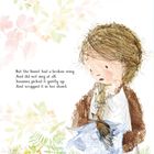 Zwei Texte über Susanna, die einen Waldvogel pflegt. Illustration eines Mädchens, das einen Vogel freilässt und eine Feder hält.