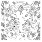 Eine Illustration von Tänzerinnen in Schneeflockenkleidern, umgeben von Schneeflocken und Tannenzweigen.