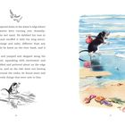 Text beschreibt eine Ratte, die am Wasser spielt. Illustration einer Ratte am Strand mit bunten Muscheln im Sand.