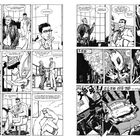 Dialoge zu Themen wie Regierung, Roboterhersteller, Kinder und ein Objekt mit Sternenmotiv. Schwarz-weiß Comic-Illustration.
