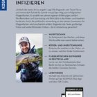"Lass dich vom Fliegenfischen-Virus infizieren." Mann hält einen großen Fisch; KOSMOS-Logo links.