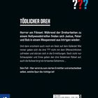 "Die drei ???" steht oben. Titel "Tödlicher Dreh". Text beschreibt Intrigen und Ermittlungen am Filmset. Links "KOSMOS".