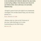 Beinhaltet zwei Zitate von "Neue Zürcher Zeitung" und "NDR Kultur" über Dringlichkeit und Erinnerung, sowie Verlagsangabe.