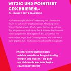 Zitat über spannende und witzige Erzählweise, gefolgt von Buchbesprechung über eine manipulativ-komische Protagonistin.