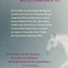 »EIN LITERARISCHES MEISTERWERK.« FAS. Erzähler im Bürgerkrieg, Erinnerung an Vorfall, Suche nach Autor Alexander Wolf. Pferd-Kontur.