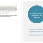 Links: Einleitung über Inklusion im Team. Rechts: Kapitel "Begriffsbestimmung: Integration und Inklusion" mit Thematiken.