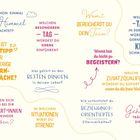 Fragen in bunten Farben wie: "Was ist dein Tipp für schwierige Elterngespräche?" oder "Womit bist du leicht zu begeistern?"