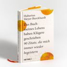 Zitat über die Inspiration durch Zitate von Hubertus Meyer-Burckhardt. Oben und unten ein oranger Kreis.