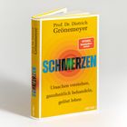 "Prof. Dr. Dietrich Grönemeyer, SCHMERZEN, Ursachen verstehen, ganzheitlich behandeln, gelöst leben." Gelbes Buchcover.