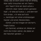 Ein Dialog über Rache und Teamarbeit, gefolgt von: "Der spannende Heist-Thriller geht weiter!" Band 2. Buchcover abgebildet.