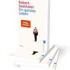 "Robert Seethaler, Ein ganzes Leben, SPIEGEL Bestseller." Darunter eine Person von hinten mit Rucksack.