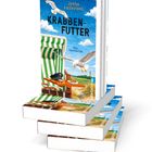 Text: "KRABBEN-FUTTER" von Jette Andersen, "Ein Inselkrimi". Cover mit Strandkorb, Möwen, Strandlandschaft. 📚