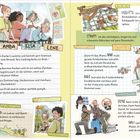 Fischi, Amba, Elsa, Lene. Frida liebt ihren Dackel Liselotte. Struppi ist ein scheues Kätzchen. Illustrationen von Menschen und Tieren.