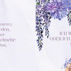 Links Zitat von Victor Hugo über Liebe, rechts Zitat von Bettina von Arnim. Aquarellblumen und Schmetterling dekorieren.