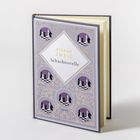 "Stefan Zweig Schachnovelle" auf einem lila Buchcover mit Schachfiguren und goldenen Verzierungen.