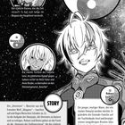 Die Protagonisten: Chinu, Shizuru Ioroi, Rokuro Enmado.  
- Text: "Das stärkste Basara..."
- Text: "Die zweite Tochter der Familie Ioroi..."
- "Story": Über Monster aus Magano und die Onmyojis.  
Illustration eines jungen Mannes mit spitzen Zähnen.
