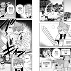 Zitate: "Ayes' Angriffe sind mächtig.", "Er gibt sich im Schattenkampf.", "Argh!", "Puh.", "Abenteurer Moko White". Manga-Stil, Charaktere kämpfen.