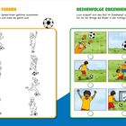 Links: "Paare finden" mit Spielerinnen und Bällen. Rechts: "Reihenfolge erkennen" mit Szenen eines Fußballspiels.