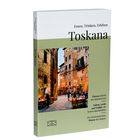 **Toskanisches Olivenöl**  
Vorreiter in puncto Qualität

Ein grüner Olivenhain in hügeliger Landschaft mit einem Steinhaus.