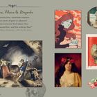 Texte: 
"Lovers, Villains & Legends" 
Zitat von Joseph Addison. 
Illustrationen: Szenen mit Figuren, eine Krone und Rosen.