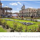 "Alcala de Henares" steht unten links. Zahl "11" mittig. Europäischer Platz mit Blumen, Pavillon und historischen Gebäuden.