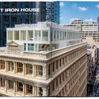 "CAST IRON HOUSE. Design 11 | 2010–05 | 2013. Construction 01 | 2014–07 | 2021." Historisches Gebäude mit modernem Anbau.