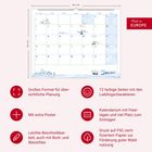 Kalender mit extra Poster, großem Format, beschreibbar, farbigen Seiten, Feiertagen; aus FSC-Papier; Made in Europe.