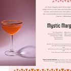"Mystic Margarita", 50 ml Tequila, 20 ml Sirup, 5 ml Likör, 30 ml Limettensaft, Absinth. Glas mit Salzrand.