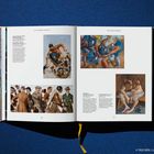 Doppelseite eines Buches mit Illustrationen über Gemeinschaft und Alltag. Links: Sport, rechts: Arbeiten und Zusammenhalt.