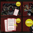 How-To Crime Places. Spiel-Schritte. Schritt 1: Anweisungen befolgen. Schritt 2: Lost Place entdecken. Schritt 3: Rätsel lösen. Schritt 4: Den Fall lösen. Eine düstere Comic-Illustration mit Detektivthema.