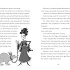 Texte berichten über eine neue Hexe mit schwarzen Haaren, die Madame Olympia heißt, und ein graues Tier an einer Kette. Beinhaltet eine Illustration.
