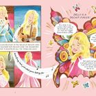 Illustration: Texte beschreiben Träume. Schmetterling und Frau mit Mikrofon. Farbenfrohe, lebendige Darstellung.