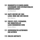 131: Grandhotels in Baden-Baden. 143: Haute Couture um 1900. 157: Freizeit, Feste, Feierabend. 171: Kurzbiografien. 175: English Abstracts.