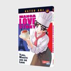 MANGA LOVE STORY 86. Yura, Makoto und die Liebe. Illustration: Frau im Koch-Outfit mit Torte vor dem Eiffelturm.
