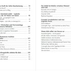 Zwei Spalten mit Kapitelüberschriften: "Die heilsame Kraft der tiefen Bauchatmung", "Der Schlaf als Brücke zwischen Himmel und Erde".