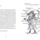 Prolog. Illustration einer Frau mit Monokel, Sherlock-Holmes-Mütze, Pfeife, Tweedjacke und Eule, von Beschriftungen begleitet.