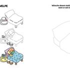 "Müder Welpe" und "Wünsche diesem niedlichen Welpen süße Träume..." Ein Welpe schläft in einem Bett. Entspannend.