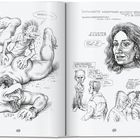 Illustration mit Texten: "FUN", "HNYEAHHAHA...", "ALINE", "MESSENGERS", "LIFE IS PAIN". Skurrile, komische Figuren in verschiedenen Szenen.