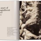 Links steht: "The start of a magnificent career 1475-1491." Rechts eine plastische Skulptur eines muskulösen Mannes.